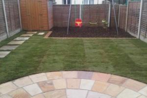 Small garden with new patio and playarea (shown) . from project Garden Landscaping