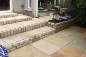Granite steps with mint/sahara Sandstone from project Granite Paving Ideas