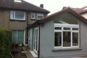 Extension exterior - patio being laid from project Kitchen Extension, Clontarf