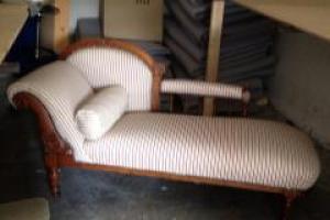 After, the chaise longue has been reupholstered in a luxury embossed fabric.  from project Chaise Upholstery Dublin